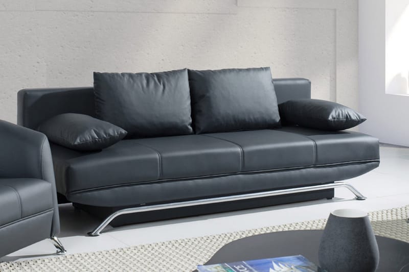 Bäddsoffa Olier 200x100x85 cm - Svart - Möbler - Soffa - Bäddsoffa - 3 sits bäddsoffa