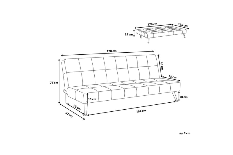 Bäddsoffa Olsker 178 cm - Grå - 3 sits bäddsoffa