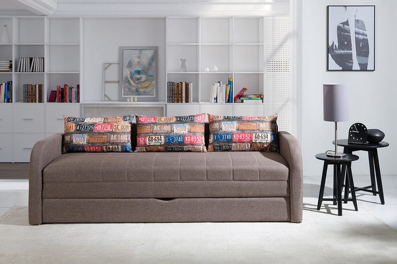 Bäddsoffa Rafal 208x76x75 cm - Brun - Möbler - Soffa - Bäddsoffa - 3 sits bäddsoffa