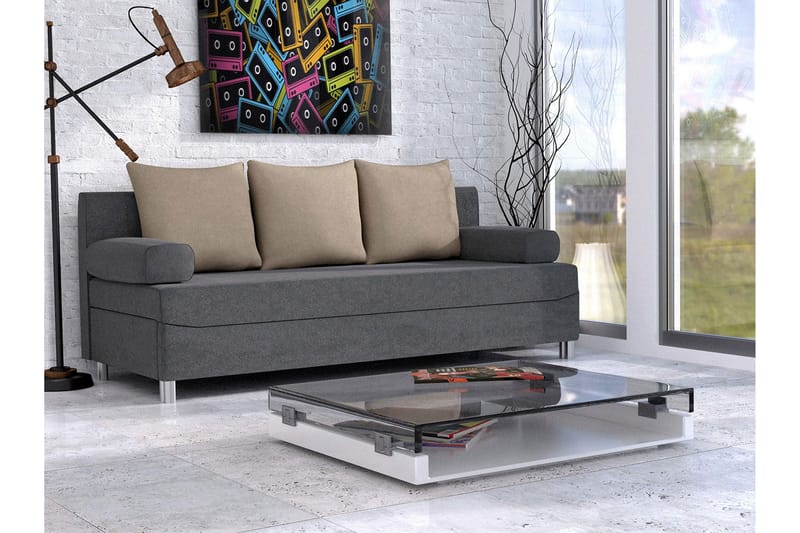 Bäddsoffa Rejmyre 192x80x80 cm - Grå - Möbler - Soffa - Bäddsoffa - 3 sits bäddsoffa