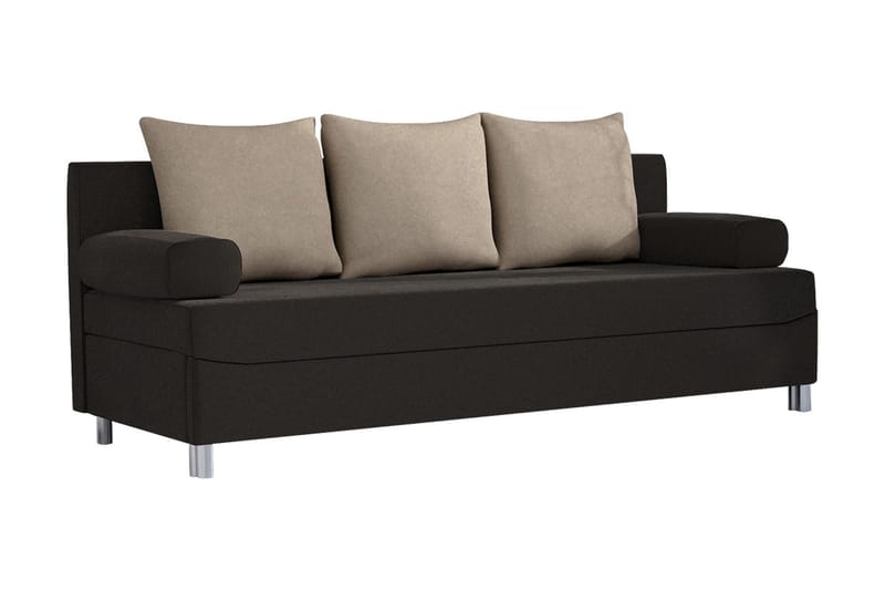 Bäddsoffa Rejmyre 192x80x80 cm - Svart - Sammetssoffa - 3 sits bäddsoffa