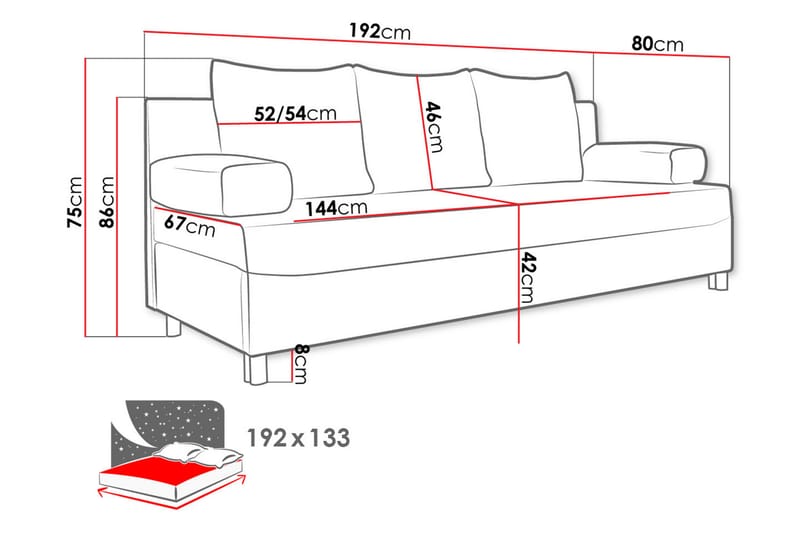 Bäddsoffa Rejmyre - Svart - Sammetssoffa - 3 sits bäddsoffa