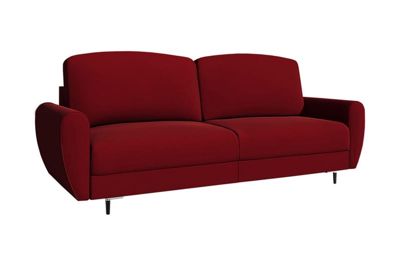 Bäddsoffa Silvia 226x98x95 cm - Röd - Sammetssoffa - 3 sits bäddsoffa