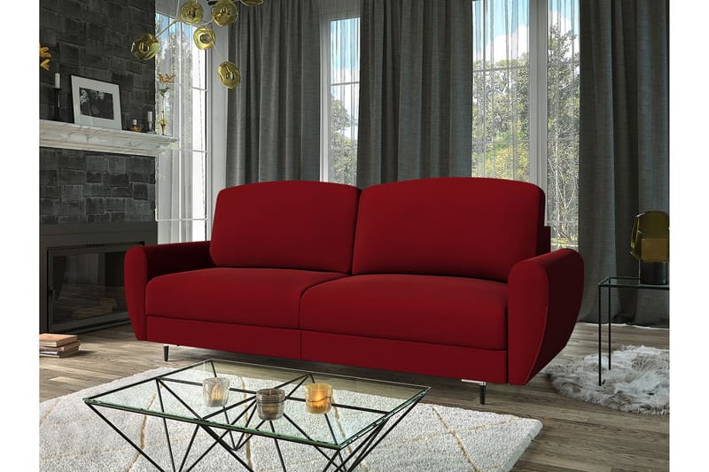 Bäddsoffa Silvia 226x98x95 cm - Röd - Möbler - Soffa - Bäddsoffa - 3 sits bäddsoffa
