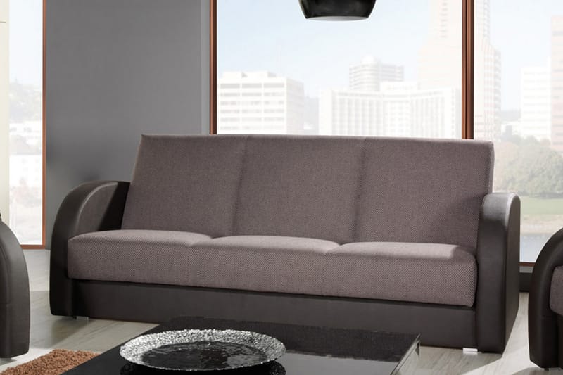 Bäddsoffa Square 222x90x88 cm - Brun/Grå - Möbler - Soffa - Bäddsoffa - 3 sits bäddsoffa
