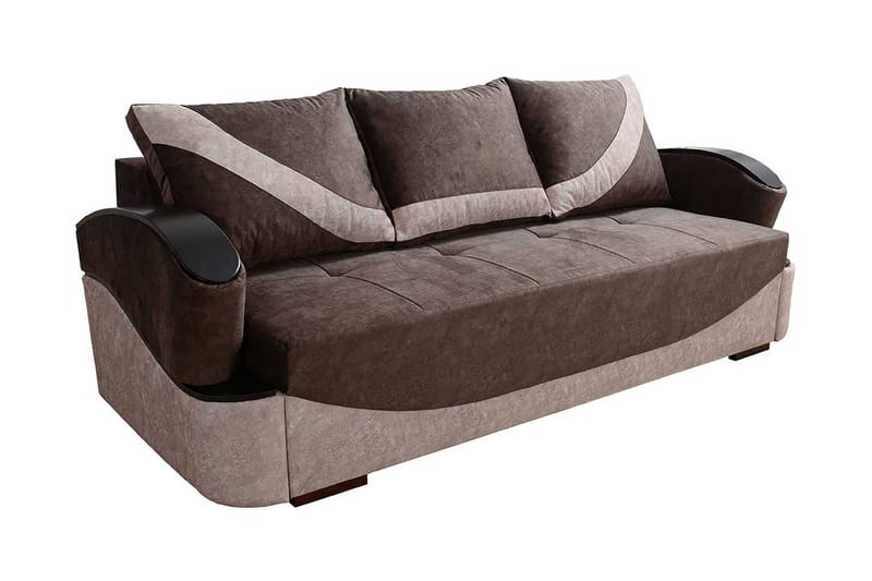 Bäddsoffa Turbo 200x96x90 cm - Brun/Grå - 3 sits bäddsoffa