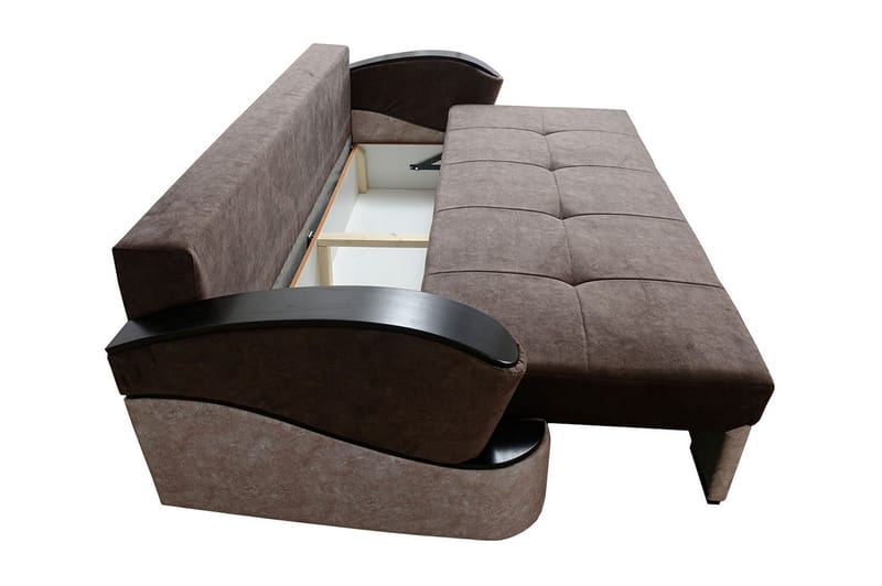 Bäddsoffa Turbo 200x96x90 cm - Brun/Grå - 3 sits bäddsoffa