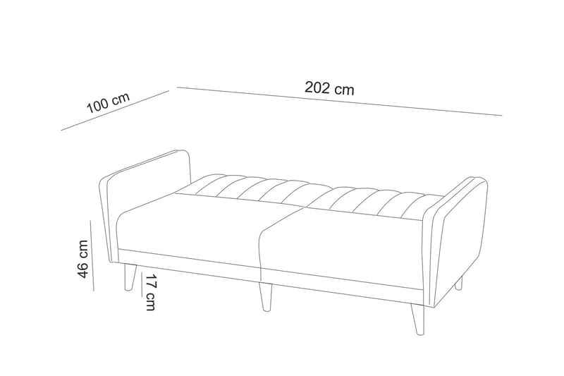 Bäddsoffa Twana 3-sits - Grå - 3 sits bäddsoffa