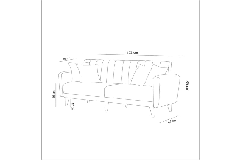 Bäddsoffa Twana 3-sits - Mörkblå - 3 sits bäddsoffa