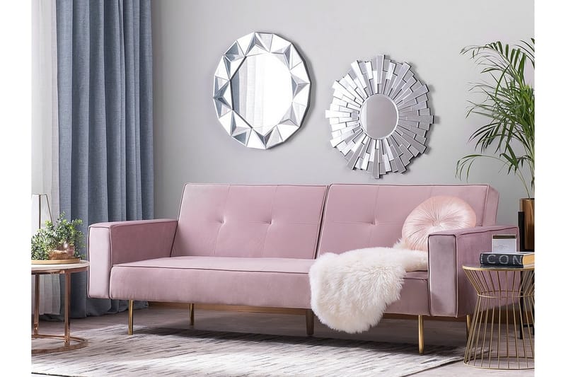 Bäddsoffa Visnes 218 cm - Rosa - Möbler - Soffa - Bäddsoffa - 3 sits bäddsoffa