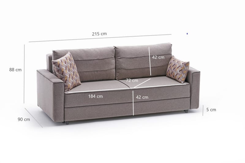Bäddsoffa Windwhistle 3-sits 185x150 - Cream - Möbler - Soffa - Bäddsoffa - 3 sits bäddsoffa