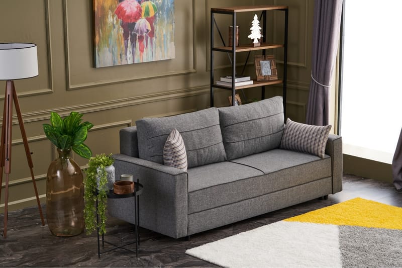 Bäddsoffa Windwhistle 3-sits 185x150 - Grå - Möbler - Soffa - Bäddsoffa - 3 sits bäddsoffa
