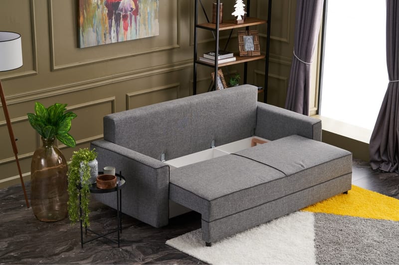 Bäddsoffa Windwhistle 3-sits 185x150 - Grå - Möbler - Soffa - Bäddsoffa - 3 sits bäddsoffa