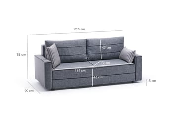 Bäddsoffa Windwhistle 3-sits 185x150 - Grå - Möbler - Soffa - Bäddsoffa - 3 sits bäddsoffa