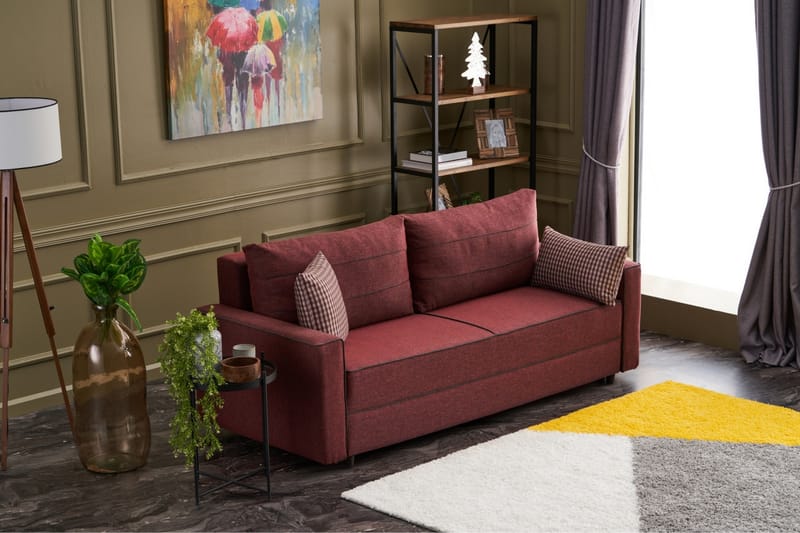 Bäddsoffa Windwhistle 3-sits 185x150 - Röd - Möbler - Soffa - Bäddsoffa - 3 sits bäddsoffa