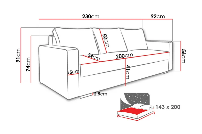 Beno Bäddsoffa - Grå - Möbler - Soffa - Bäddsoffa - 3 sits bäddsoffa