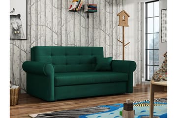 Bensbyn 2-sits Bäddsoffa med Förvaring och Rullarmstöd i Tyg - Grön - Möbler - Soffa - Bäddsoffa - 3 sits bäddsoffa