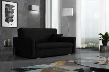 Bensbyn 3-sits Bäddsoffa 132x196 cm Bäddbar Rutmönstrad i Tyg - Svart - Möbler - Soffa - Bäddsoffa - 3 sits bäddsoffa