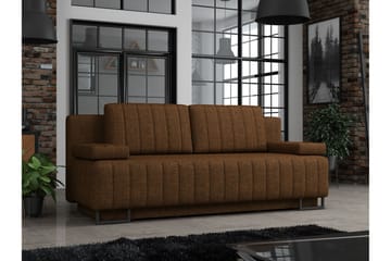 Bonsall 3-sits Längsbäddad Bäddsoffa 146x200 cm med Förvaring i Tyg - Brun - Möbler - Soffa - Bäddsoffa - 3 sits bäddsoffa