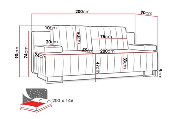 Bonsall Bäddsoffa - Grå - Möbler - Soffa - Bäddsoffa - 3 sits bäddsoffa