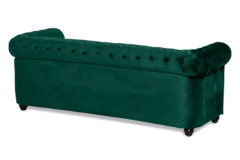 Chesterfield Lyx 3-sits Framåtbäddad bäddsoffa i sammet - Grön - Möbler - Soffa - Bäddsoffa - 3 sits bäddsoffa