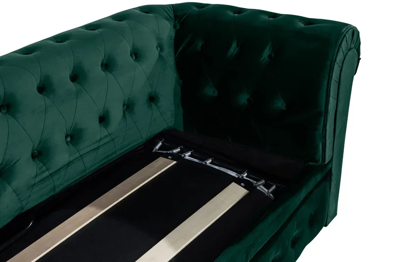 Chesterfield Lyx 3-sits Framåtbäddad bäddsoffa i sammet - Grön - Möbler - Soffa - Bäddsoffa - 3 sits bäddsoffa