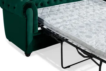 Chesterfield Lyx 3-sits Framåtbäddad bäddsoffa i sammet - Mörkgrön / Grön - Möbler - Soffa - Bäddsoffa - 3 sits bäddsoffa