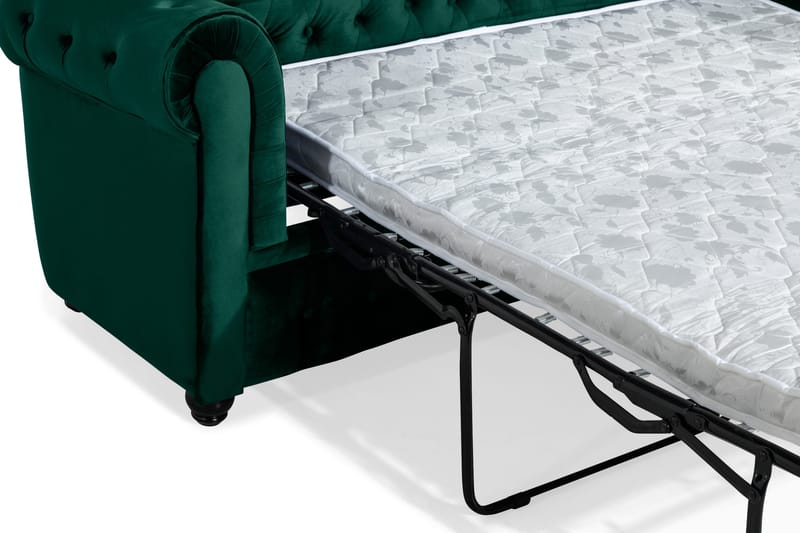 Chesterfield Lyx 3-sits Framåtbäddad bäddsoffa i sammet - Mörkgrön / Grön - Möbler - Soffa - Bäddsoffa - 3 sits bäddsoffa