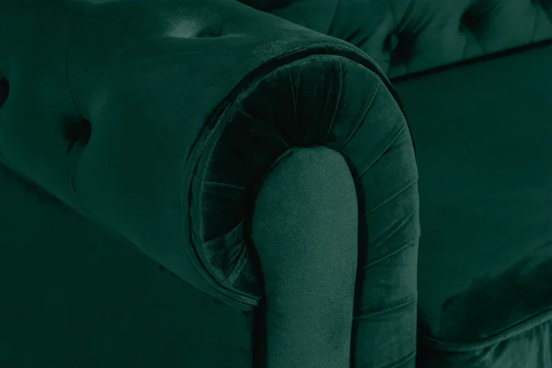 Chesterfield Lyx 3-sits Framåtbäddad bäddsoffa i sammet - Mörkgrön / Grön - Möbler - Soffa - Bäddsoffa - 3 sits bäddsoffa