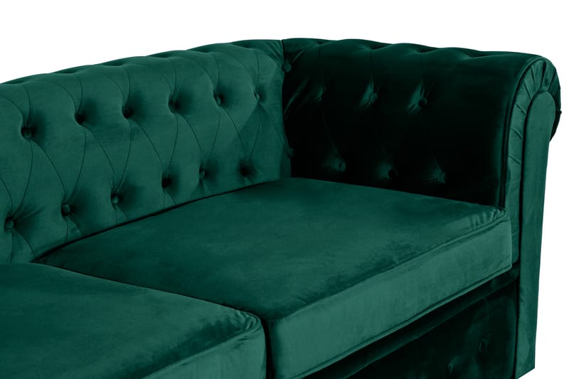 Chesterfield Lyx 3-sits Framåtbäddad bäddsoffa i sammet - Mörkgrön - Möbler - Soffa - Bäddsoffa - 3 sits bäddsoffa