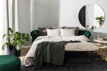 Chesterfield Lyx 3-sits Framåtbäddad bäddsoffa i sammet - Mörkgrön - Möbler - Soffa - Bäddsoffa - 3 sits bäddsoffa