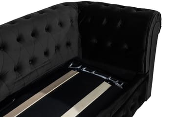 Chesterfield Lyx 3-sits Framåtbäddad bäddsoffa i Sammet - Svart - Möbler - Soffa - Bäddsoffa - 3 sits bäddsoffa