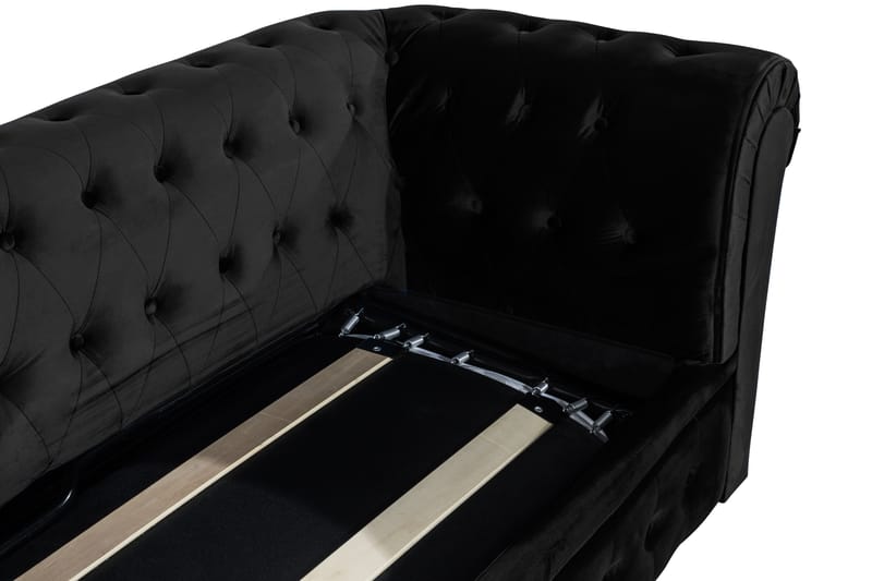 Chesterfield Lyx 3-sits Framåtbäddad bäddsoffa i Sammet - Svart - Möbler - Soffa - Bäddsoffa - 3 sits bäddsoffa