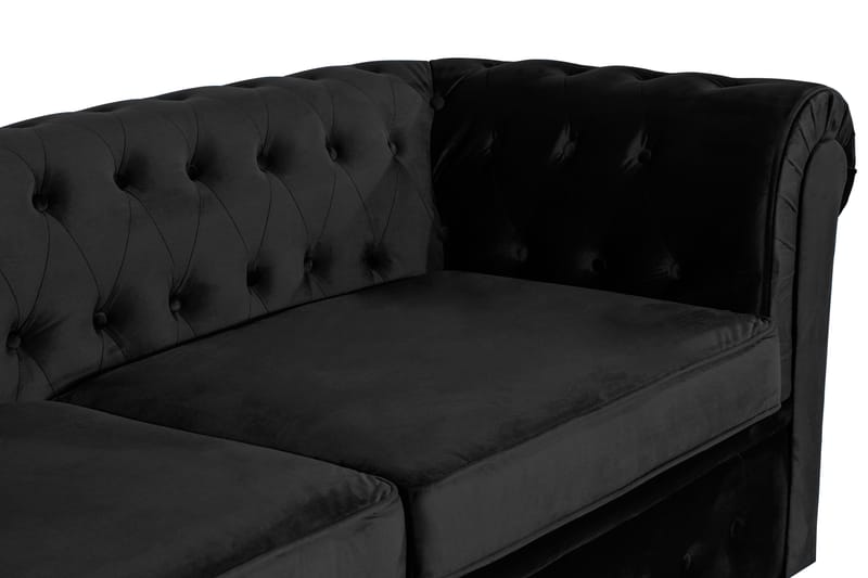 Chesterfield Lyx 3-sits Framåtbäddad bäddsoffa i Sammet - Svart - Möbler - Soffa - Bäddsoffa - 3 sits bäddsoffa