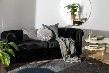 Chesterfield Lyx 3-sits Framåtbäddad bäddsoffa i Sammet - Svart - Möbler - Soffa - Bäddsoffa - 3 sits bäddsoffa