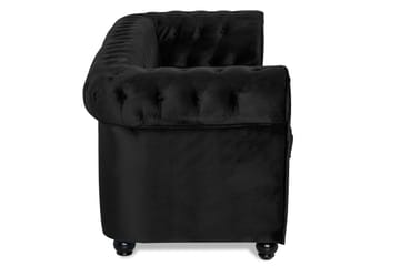Chesterfield Lyx 3-sits Framåtbäddad bäddsoffa i Sammet - Svart - Möbler - Soffa - Bäddsoffa - 3 sits bäddsoffa