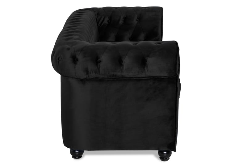 Chesterfield Lyx 3-sits Framåtbäddad bäddsoffa i Sammet - Svart - Möbler - Soffa - Bäddsoffa - 3 sits bäddsoffa