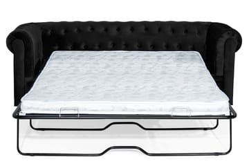 Chesterfield Lyx 3-sits Framåtbäddad bäddsoffa i Sammet - Svart - Möbler - Soffa - Bäddsoffa - 3 sits bäddsoffa