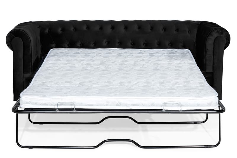 Chesterfield Lyx 3-sits Framåtbäddad bäddsoffa i Sammet - Svart - Möbler - Soffa - Bäddsoffa - 3 sits bäddsoffa