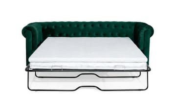 Chesterfield Lyx 3-sits Framåtbäddad Bäddsoffa med HVILA Bäddmadrass 140x200 cm Polyesterskum med Tvättbar klädsel - Grön - Möbler - Soffa - Bäddsoffa - 3 sits bäddsoffa
