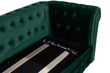Chesterfield Lyx 3-sits Framåtbäddad Bäddsoffa med HVILA Bäddmadrass 140x200 cm Polyesterskum med Tvättbar klädsel - Grön - Möbler - Soffa - Bäddsoffa - 3 sits bäddsoffa