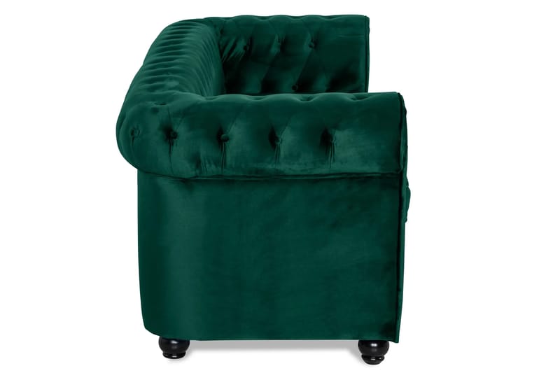 Chesterfield Lyx 3-sits Framåtbäddad Bäddsoffa med HVILA Bäddmadrass 140x200 cm Polyesterskum med Tvättbar klädsel - Grön - Möbler - Soffa - Bäddsoffa - 3 sits bäddsoffa