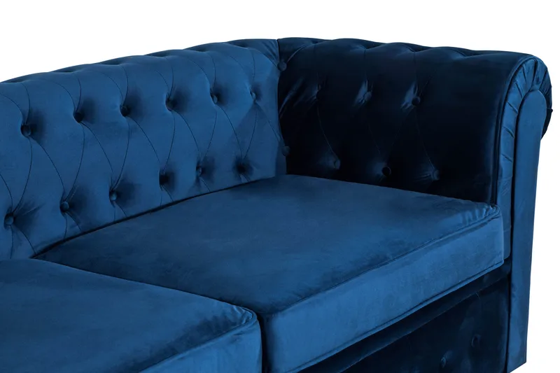 Chesterfield Lyx 3-sits Sammetssoffa - Djup soffa - Blå - Möbler - Soffa - Bäddsoffa - 3 sits bäddsoffa