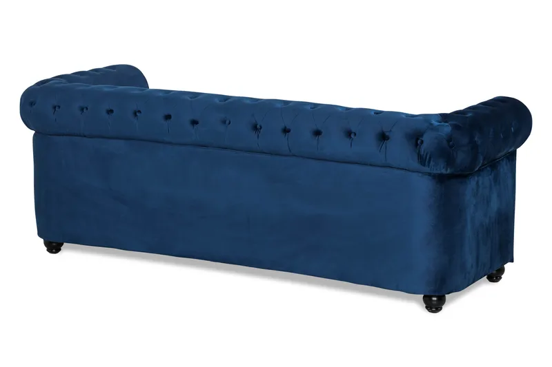 Chesterfield Lyx 3-sits Sammetssoffa - Djup soffa - Blå - Möbler - Soffa - Bäddsoffa - 3 sits bäddsoffa