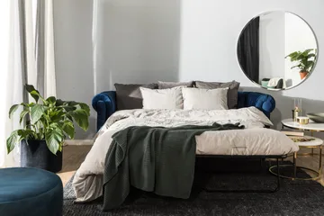 Chesterfield Lyx 3-sits Sammetssoffa - Djup soffa - Blå - Möbler - Soffa - Bäddsoffa - 3 sits bäddsoffa