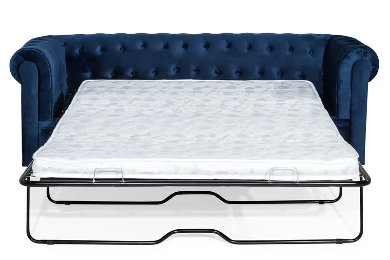 Chesterfield Lyx 3-sits Sammetssoffa - Djup soffa - Blå - Möbler - Soffa - Bäddsoffa - 3 sits bäddsoffa