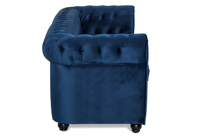 Chesterfield Lyx 3-sits Sammetssoffa - Djup soffa - Blå - Möbler - Soffa - Bäddsoffa - 3 sits bäddsoffa