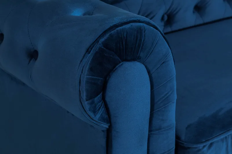 Chesterfield Lyx 3-sits Sammetssoffa - Djup soffa - Blå - Möbler - Soffa - Bäddsoffa - 3 sits bäddsoffa