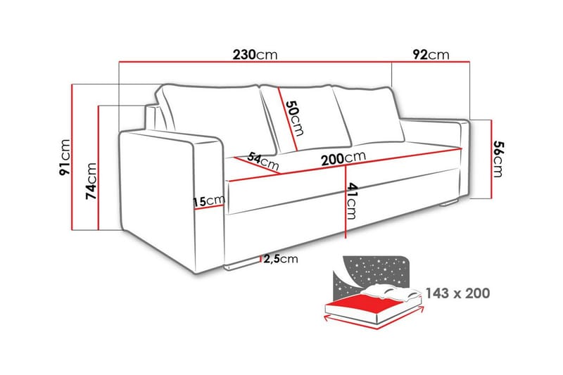 Clarina 3-sits Bäddsoffa NO_BRAND Green - Möbler - Soffa - Bäddsoffa - 3 sits bäddsoffa
