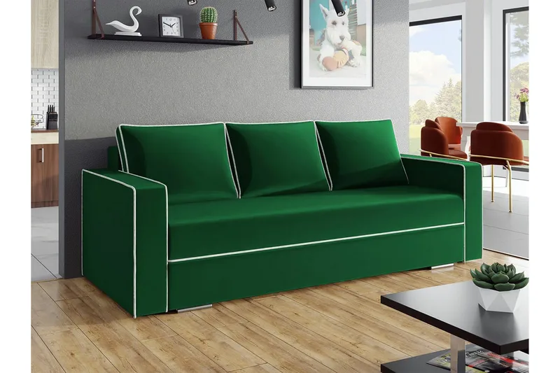 Clarina 3-sits Bäddsoffa NO_BRAND Green - Möbler - Soffa - Bäddsoffa - 3 sits bäddsoffa